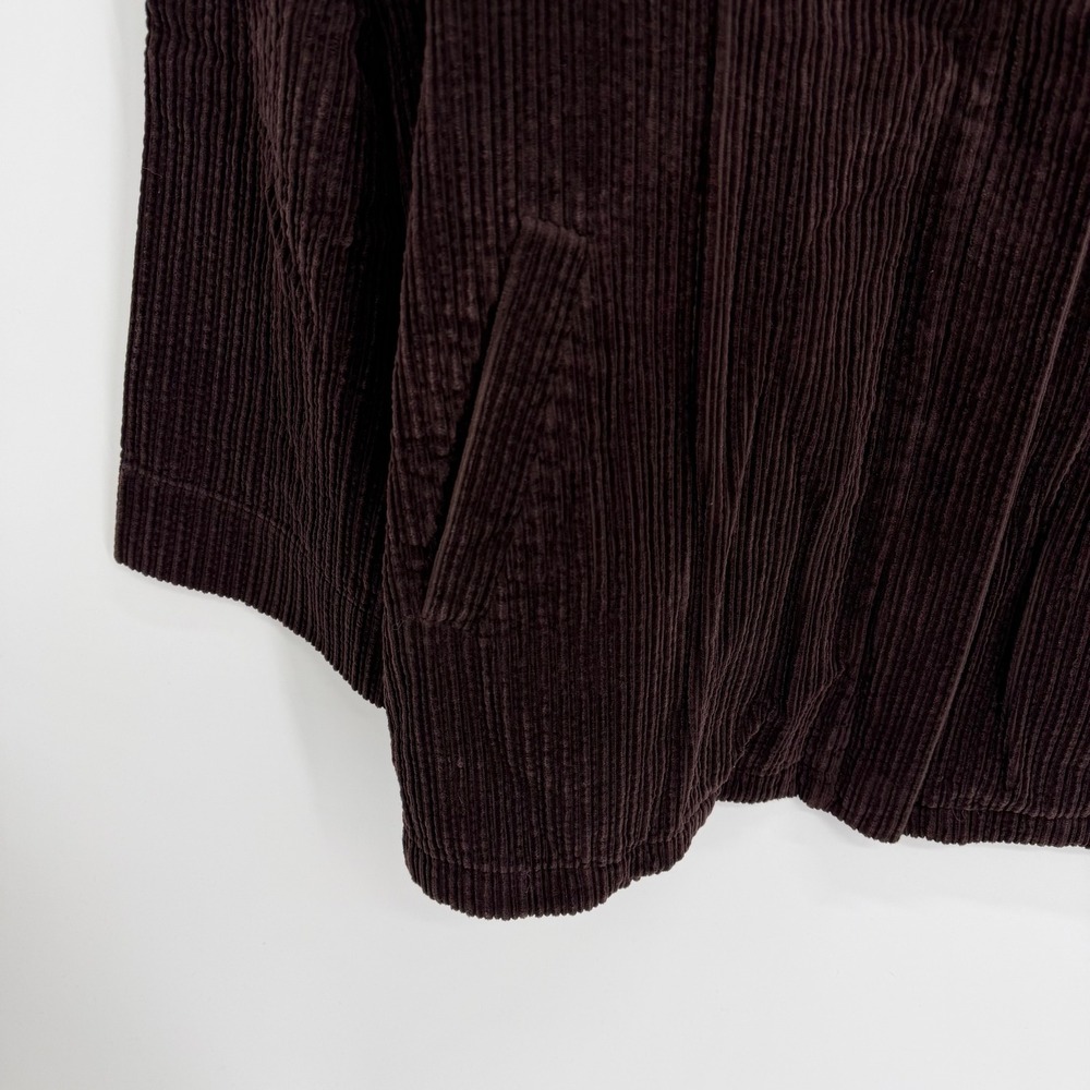 Eileen Fisher Organic Cotton Corduroy Jacket 2X Brown Funnel Neck Zip Up Earthy - Picture 2 of 11